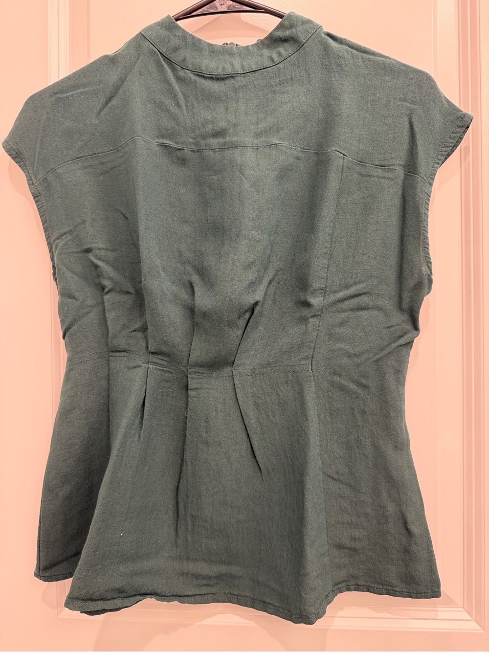Sleeveless Pleat-Front Tank Top in Forest Green